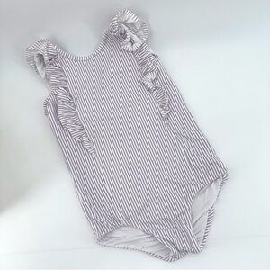 Remie Girl Lavender and White Striped Bodysuit - Size 10 - Like New!